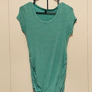 Striped Side Ruched Maternity Top